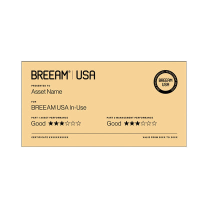 BREEAM USA In-use 3 Star certification plaque in Richlite Gold/Black, small size
