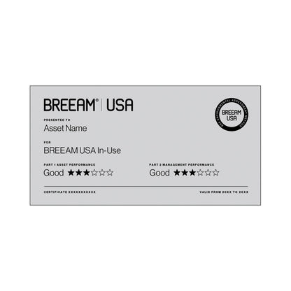 BREEAM USA In-use 3 Star certification plaque in Richlite Silver/Black, small size
