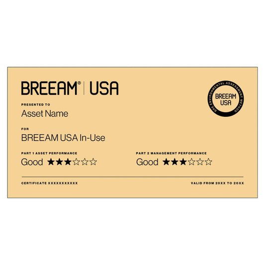 BREEAM USA In-use 3 Star certification plaque in Richlite Gold/Black, large size
