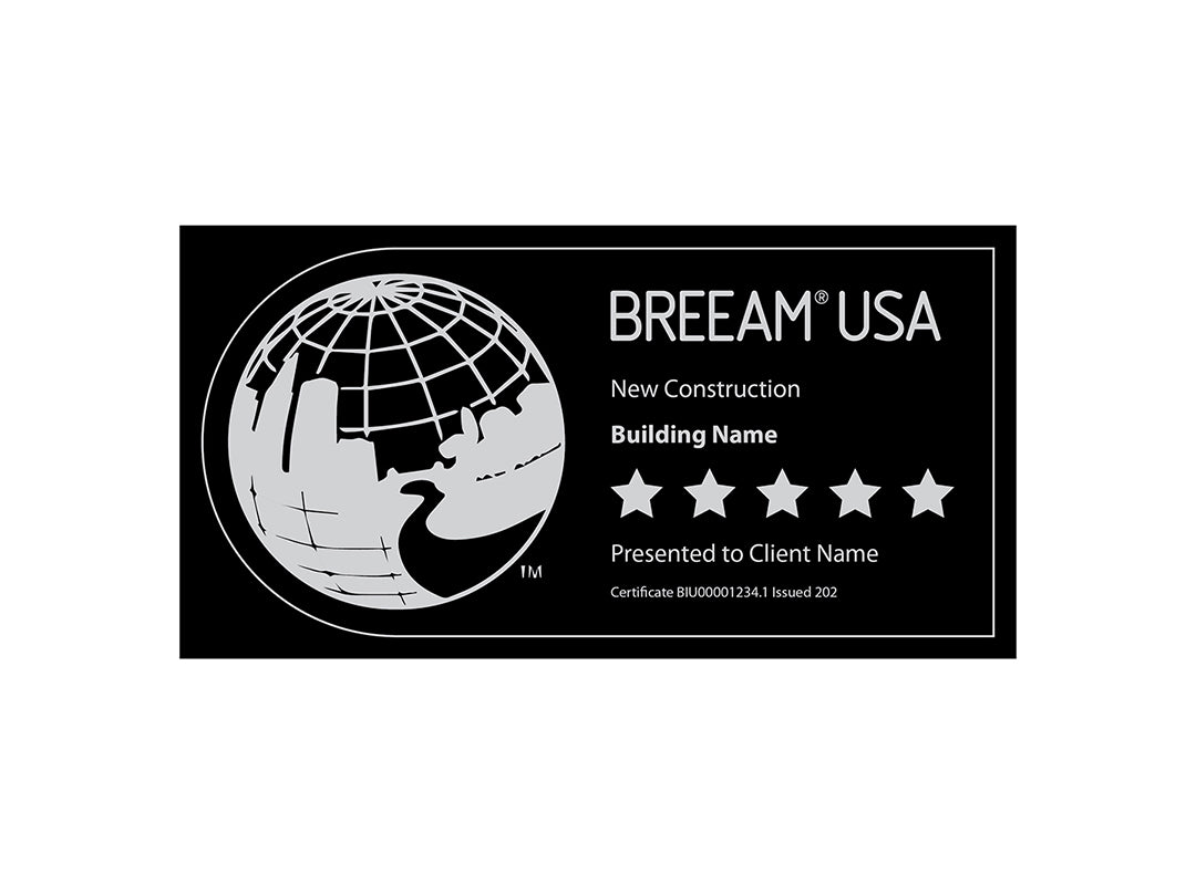 BREEAM Certified Plaque | Richlite | Silver Text on Black